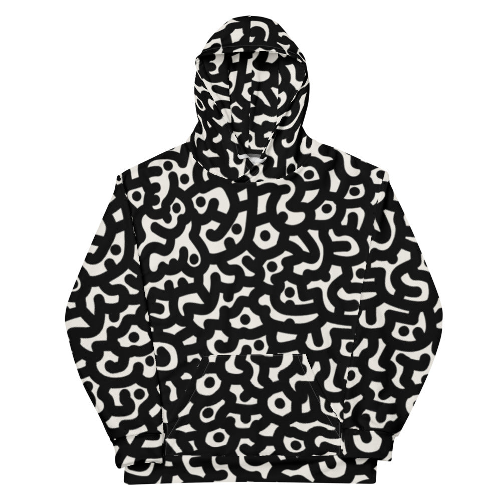 DRMVZN BLACK/WHITE PATTERNED HOODIE