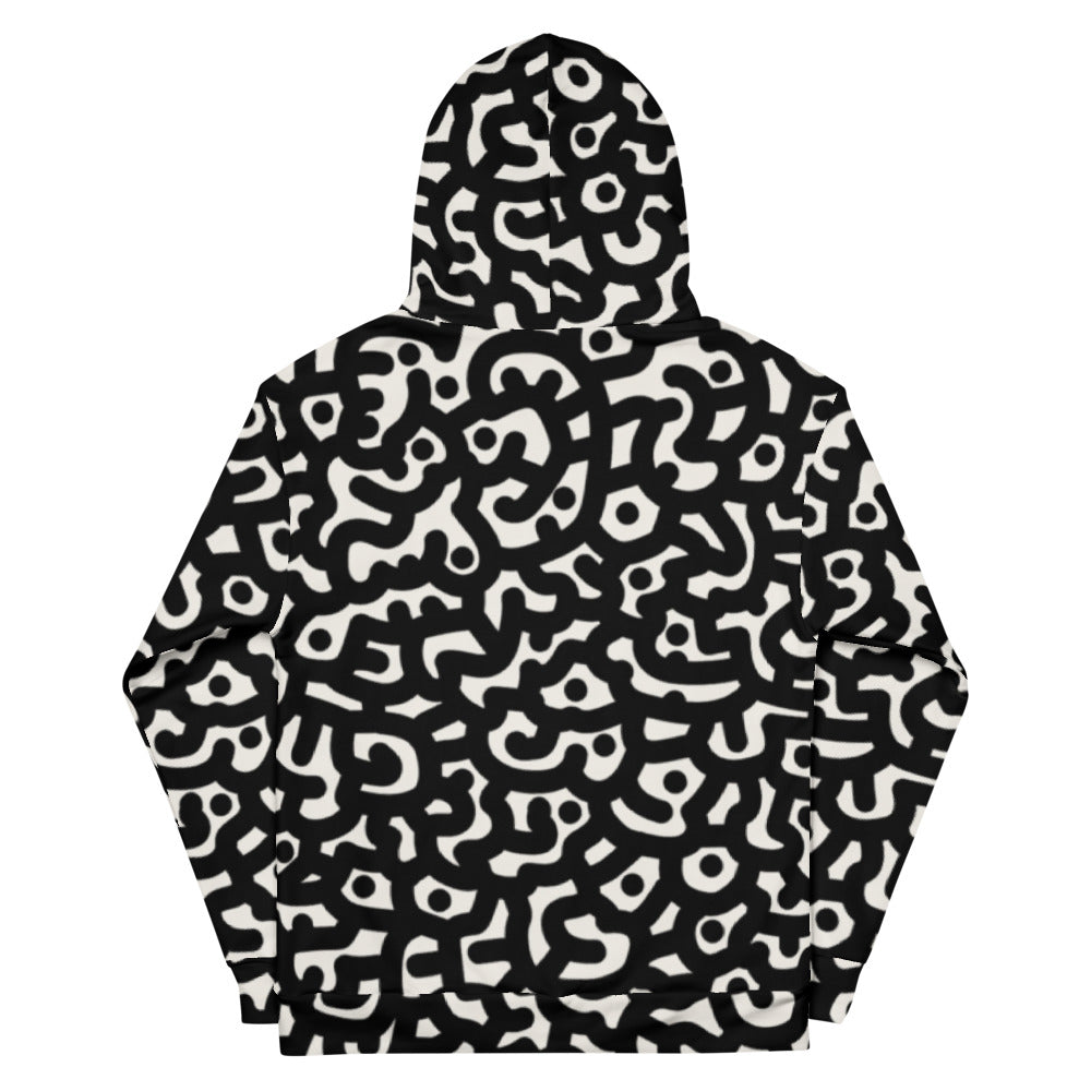 DRMVZN BLACK/WHITE PATTERNED HOODIE